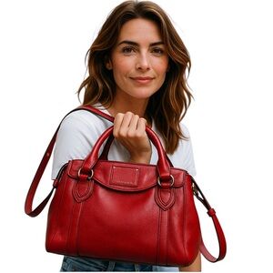 Marc by Marc Jacobs Purse Womens Red Fulton Leather Wellington Satchel Crossbody